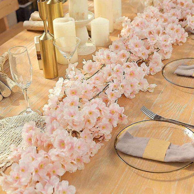 Artificial Cherry Blossom Garland Hanging Vine Silk Garland (2, Pink)