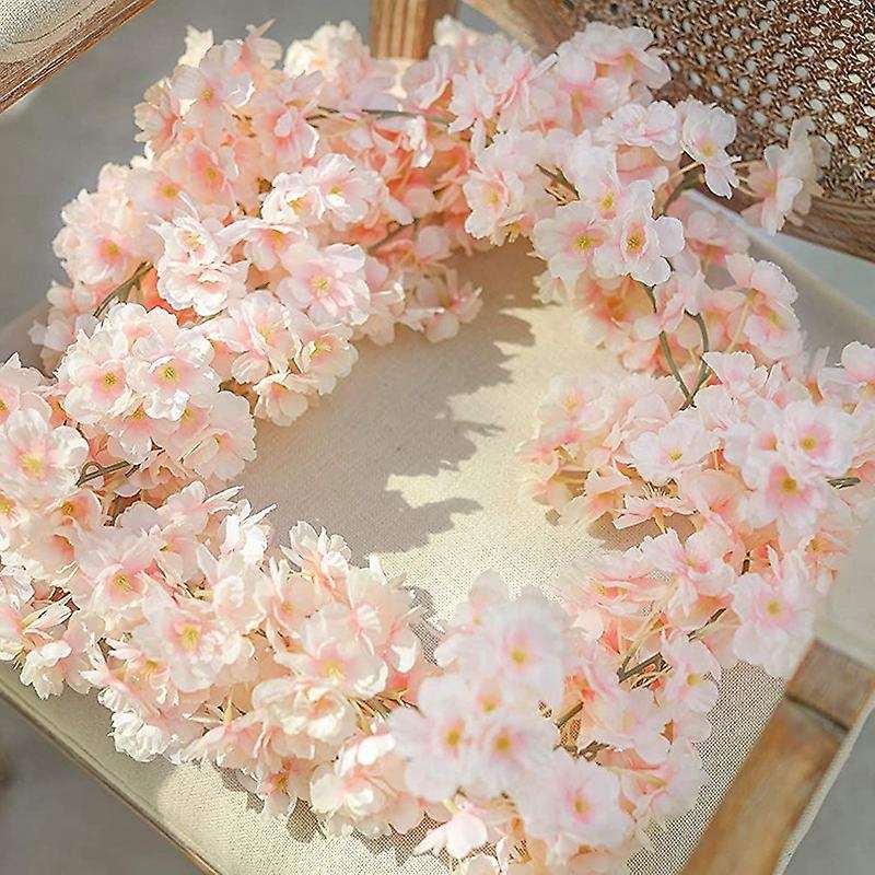 Artificial Cherry Blossom Garland Hanging Vine Silk Garland (2, Pink)