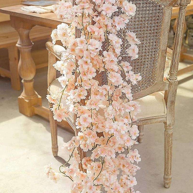 Artificial Cherry Blossom Garland Hanging Vine Silk Garland (2, Pink)