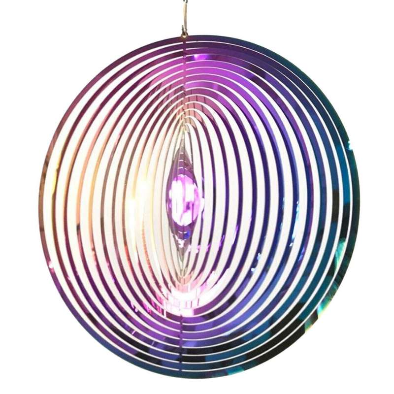 Round 3d Three Dimensional Rotating Wind Chimes 3d Metal Garden Decor