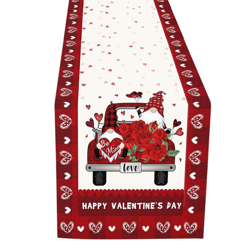 Valentines Day , Dwarf Truck Table Runner, Wedding Holiday Kitchen