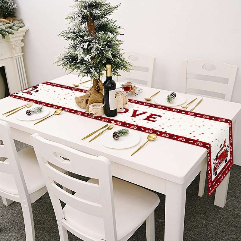 Valentines Day , Dwarf Truck Table Runner, Wedding Holiday Kitchen