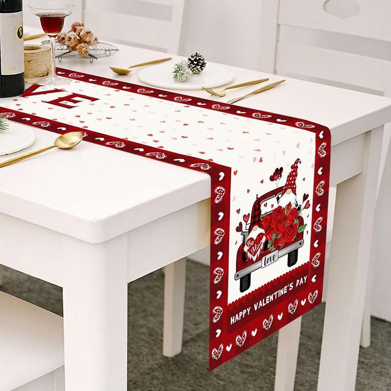 Valentines Day , Dwarf Truck Table Runner, Wedding Holiday Kitchen