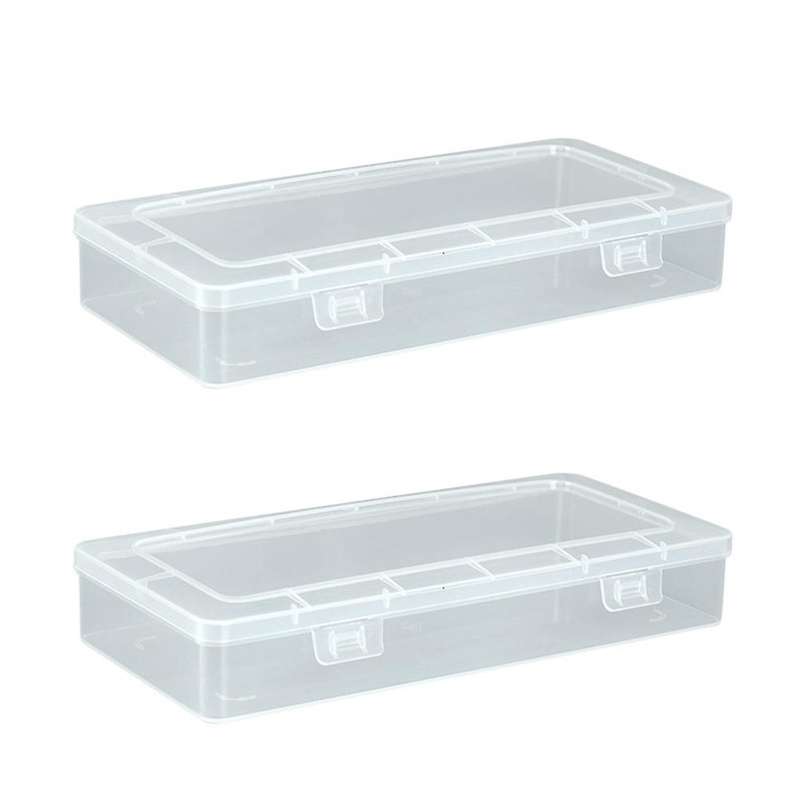 2x Rectangular Empty Clear Plastic Box with Lids(10.2 X 5 X 1.6 Inch)