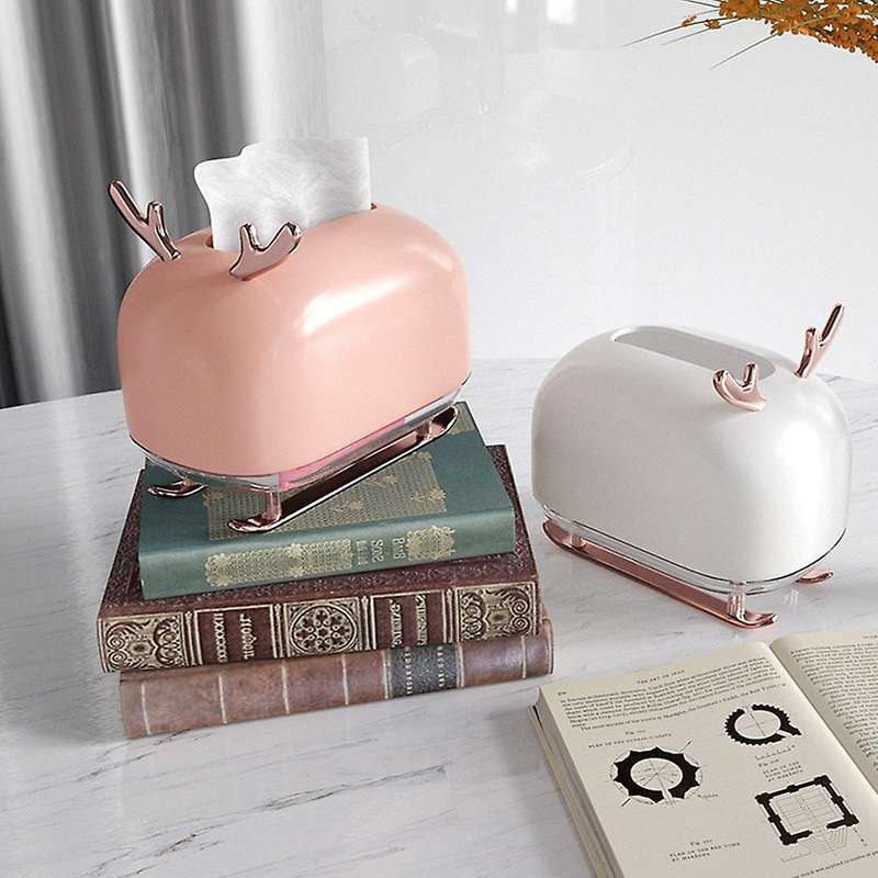 Nordic Home Decoration Creative Sleigh Elk Tissue Box Decor(white)