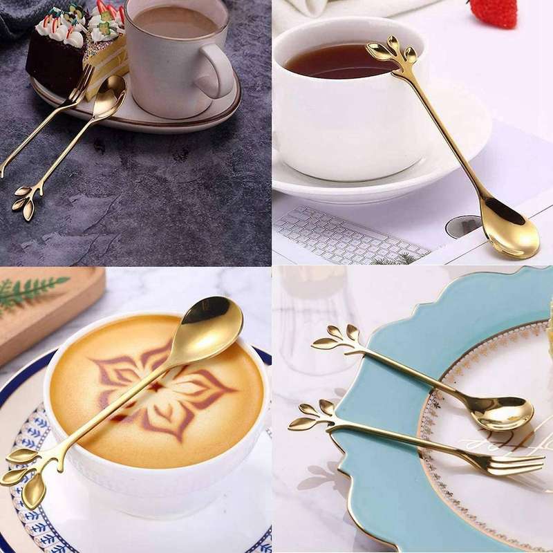 24 Packs Of Stainless Steel Fork and Spoon Set, Ice Cream Tea Spoon