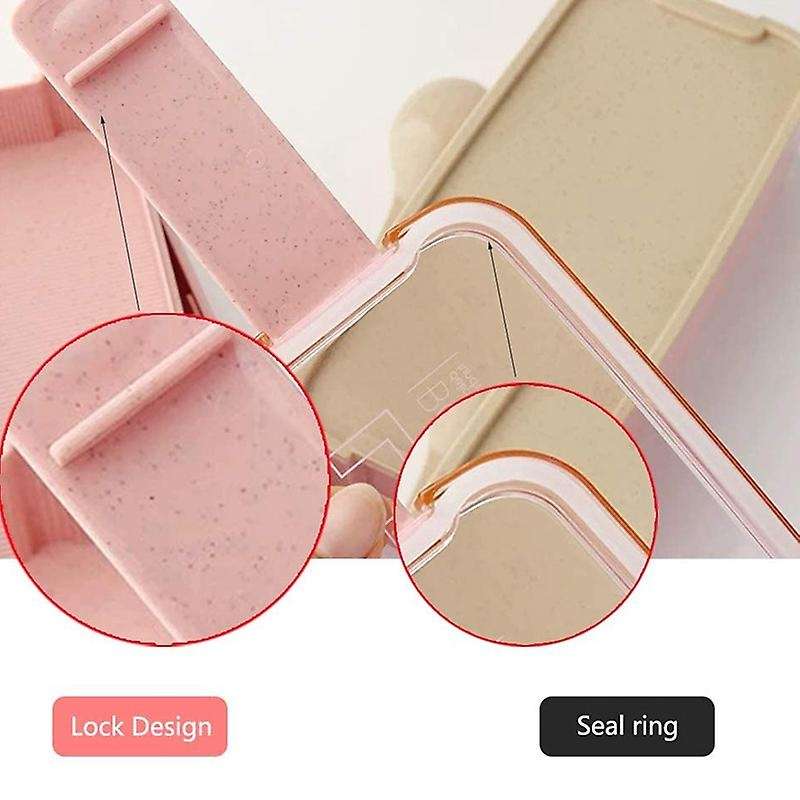 Japanese Lunch Box Bento Box , 3-in-1 Compartment, Wheat Straw,beige