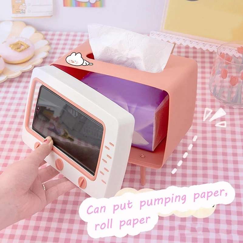 Creative Tv Tissue Box Household Kitchen Tissue Storage Box Pink
