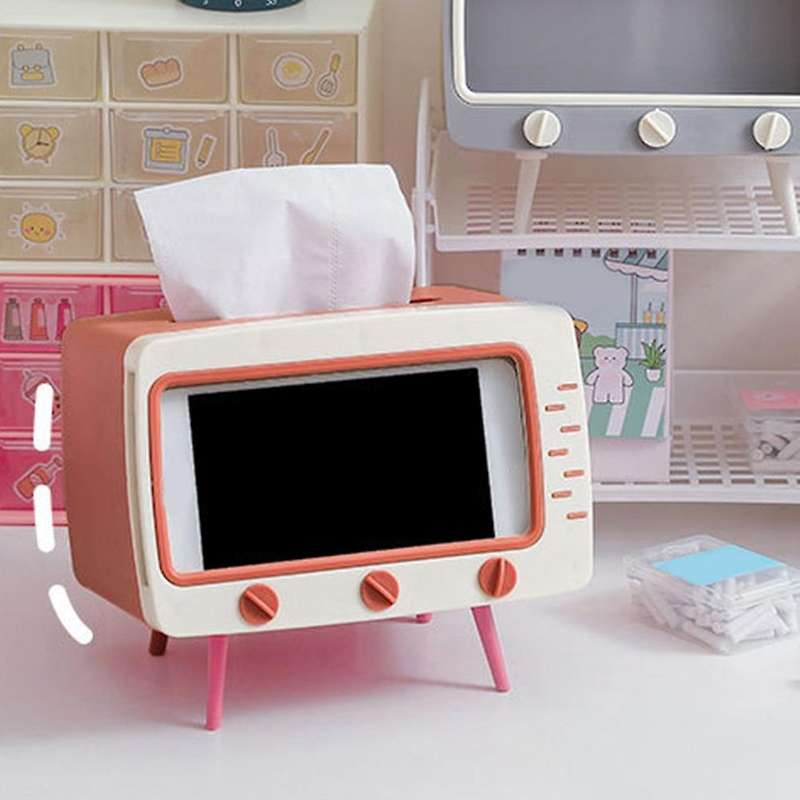 Creative Tv Tissue Box Household Kitchen Tissue Storage Box Pink
