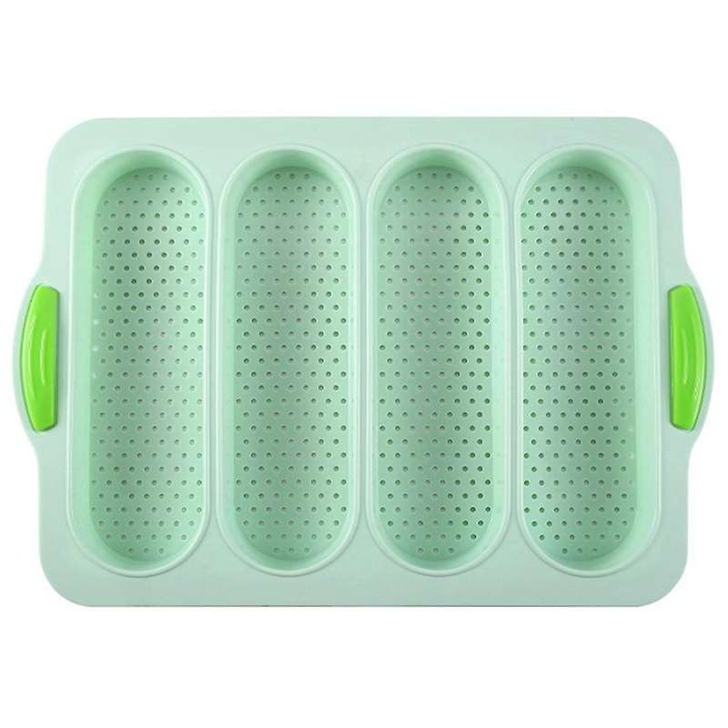 4 Slot French Stick Silicone Molds Bread Oven Cake Mold (light Green)