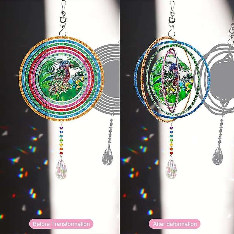 5d Diamond Painting Rotatable Wind Chime Hanging Ornament -bird