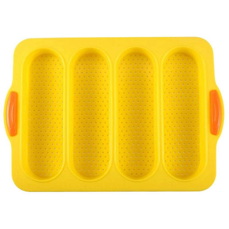 4 Slot French Stick Silicone Molds Bread Oven Cake Mold (yellow)