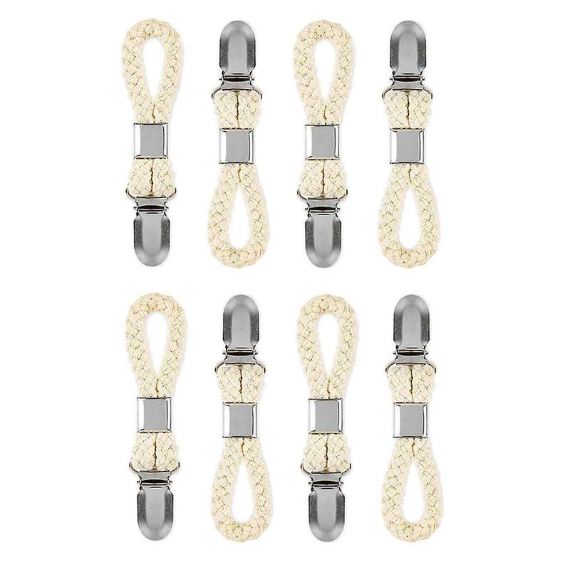8pcs Braided Cotton Loop Towel Clip with Metal Clamp Multipurpose