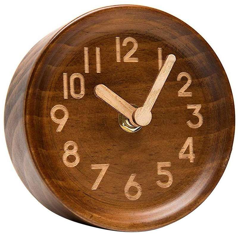 Wooden Desk & Table Analog Clock Made Of Genuine Pine(dark)