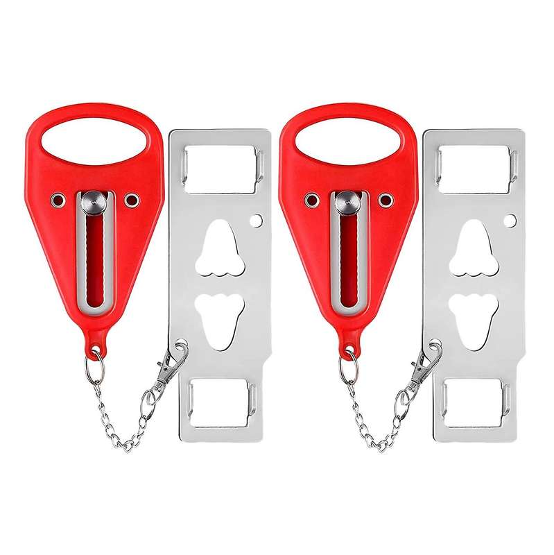 2 Pack Portable Door Lock Solid for Safety In Hotel Apartment A