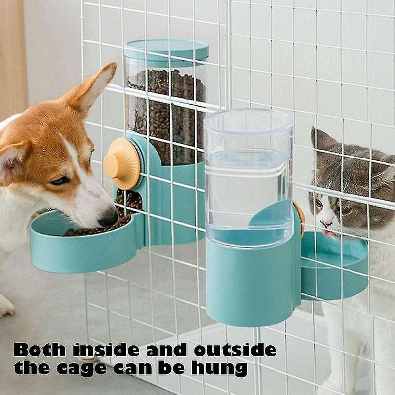 Cat Hanging Bowl Automatic Water Dispenser Feeder Dog Blue Food