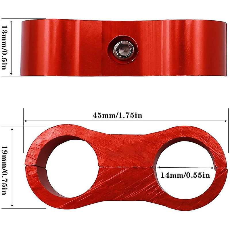 4pc 6an Hose Separator Clamp Adapter for 3/8 Fuel Line,oil Line,red