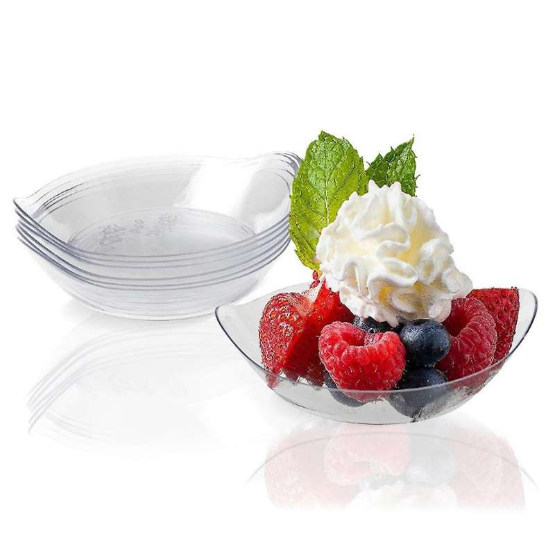 50pcs Disposable Plastic Dessert Plate Trial Bowl Circular Plate