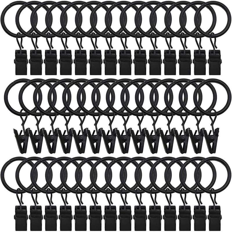 42 Packs Of Curtain Ring,with Clips,decorative Curtains,1 Inch,black
