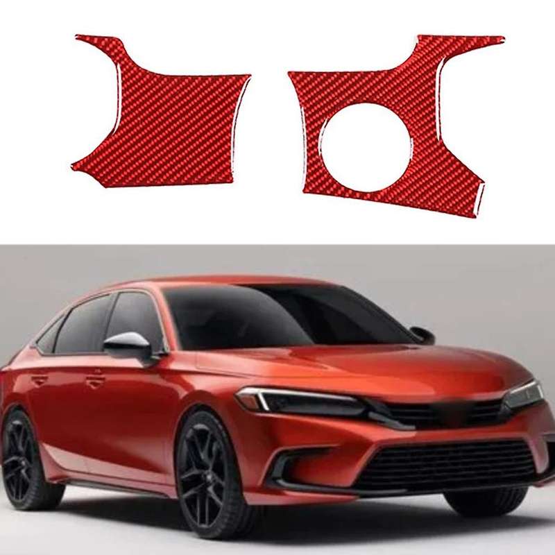 Car Carbon One-click Launch Box Cover Trim for Honda Civic 2022 Red