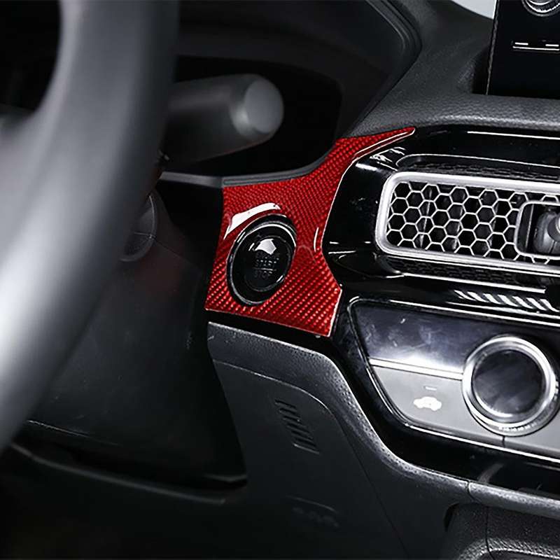 Car Carbon One-click Launch Box Cover Trim for Honda Civic 2022 Red