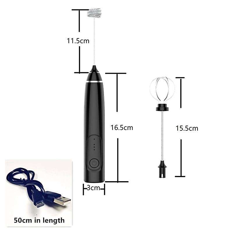 Household Electric Whisk Usb Mixer Egg Beater Milk Frother Black