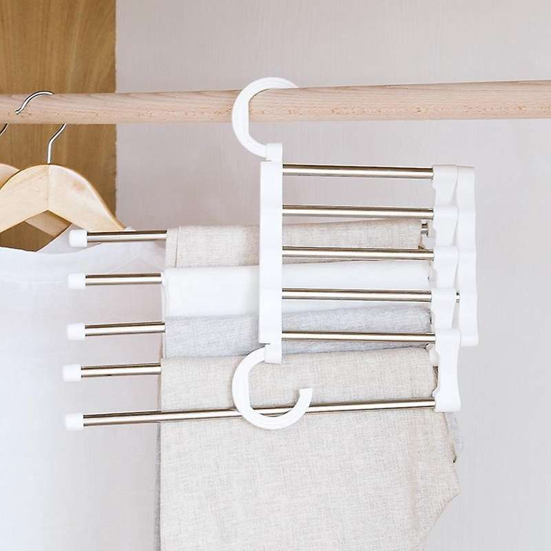 Pants Hangers 5 Layers Multi Functional Pants Rack for Pants (2pcs)-a