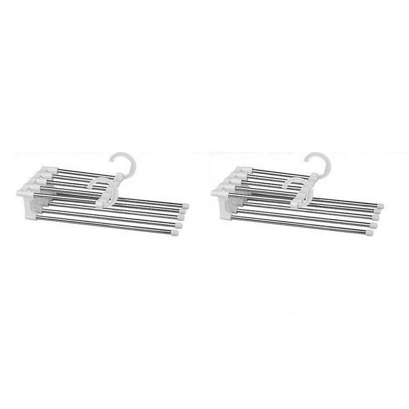 Pants Hangers 5 Layers Multi Functional Pants Rack for Pants (2pcs)-a