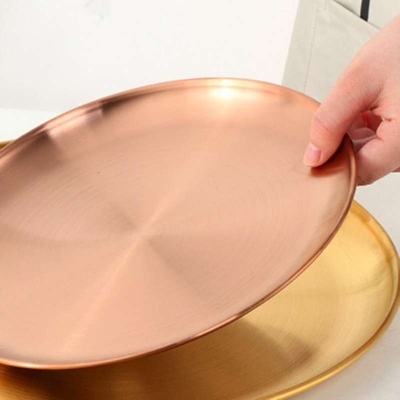 Stainless Steel Tableware Dinner Plate Food Container Tray Rose Gold