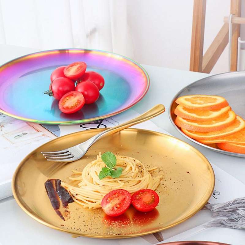 Stainless Steel Tableware Dinner Plate Food Container Tray Rose Gold