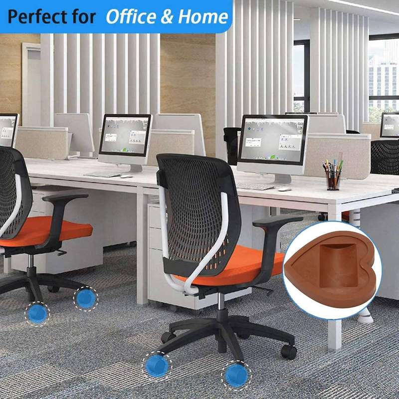 Furniture Cups Bed Stoppers 4 Pcs for All Floors & Wheels (brown)