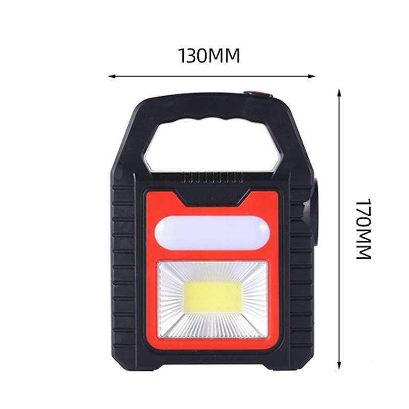 Usb Recharge&solar Energy Cob Working Light Camping Flashlight, Red