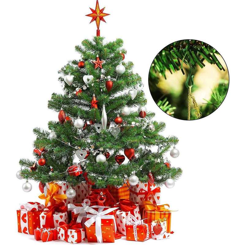 50 Packs Plastic Green Hooks for Hanging Christmas Tree Decorations