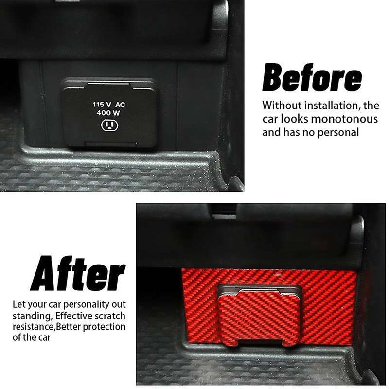 Car Inverter Power Panel for Ram 1500 2018-2022 ,red Carbon Fiber