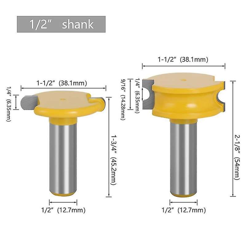 2 Pcs 1/2 Inch Shank Router Bit Set Woodworking Tungsten Cobalt Alloy