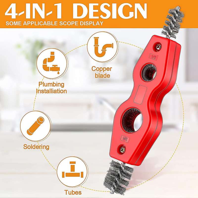 4 Pcs Copper Pipe Cleaner and Reamer Set Chamfer Tool (red)