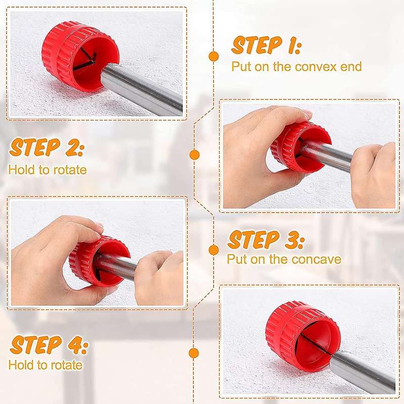 4 Pcs Copper Pipe Cleaner and Reamer Set Chamfer Tool (red)