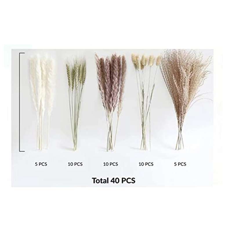 40pcs Dried Pampas Grass 18inch Bouquet Decor for Vase Home Decor