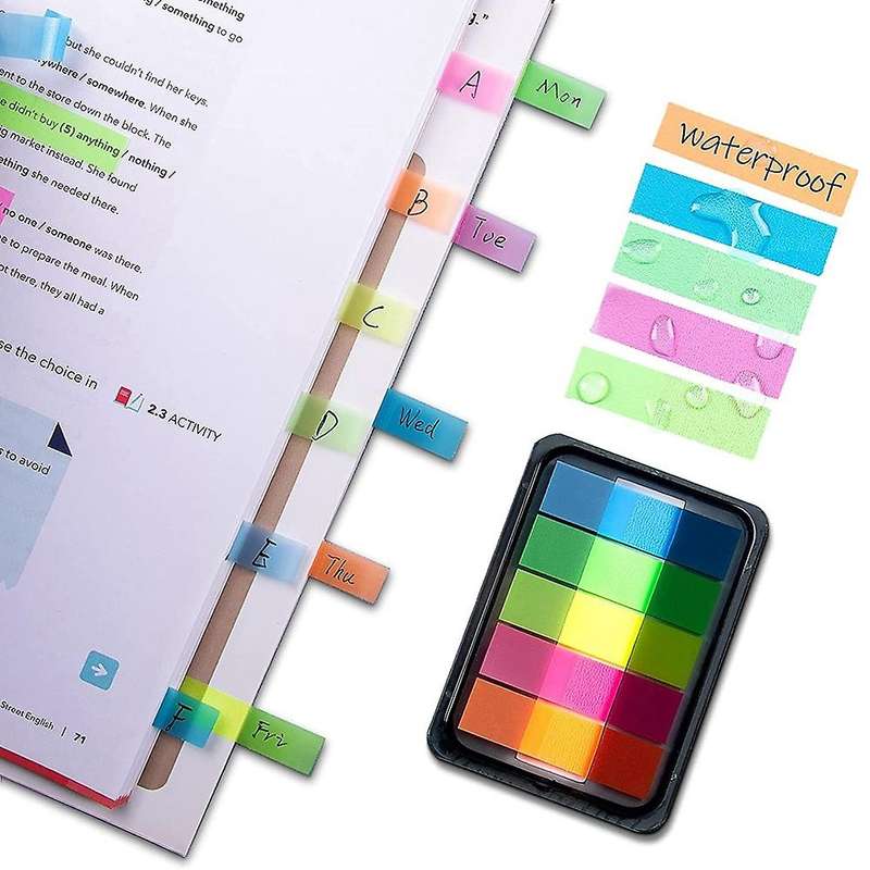 Fluorescent Translucent Sticky Note, 2000 Pcs Total, 5 Color Tabs,c