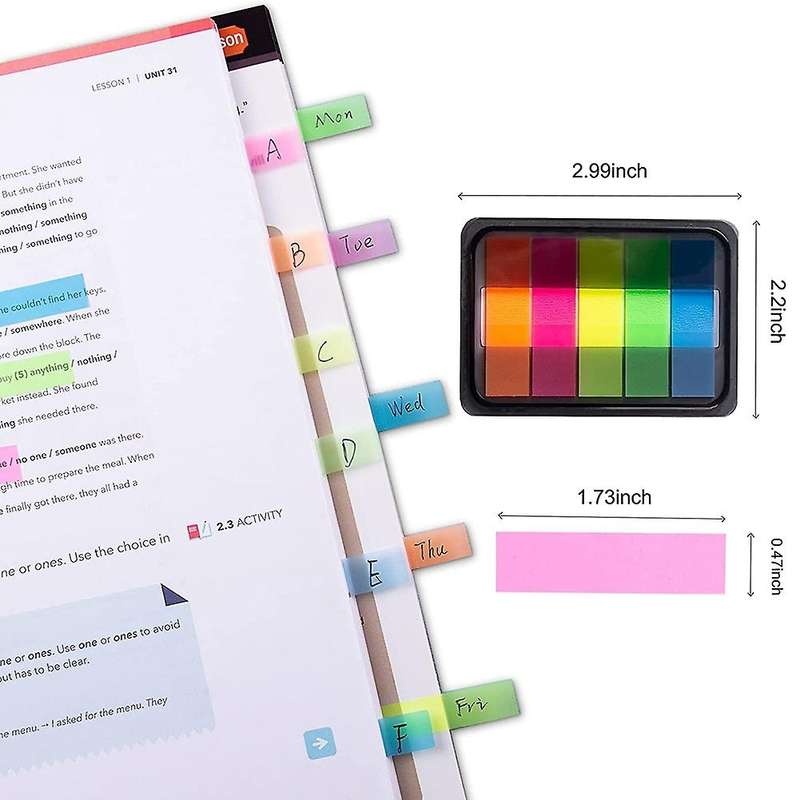 Fluorescent Translucent Sticky Note, 2000 Pcs Total, 5 Color Tabs,c