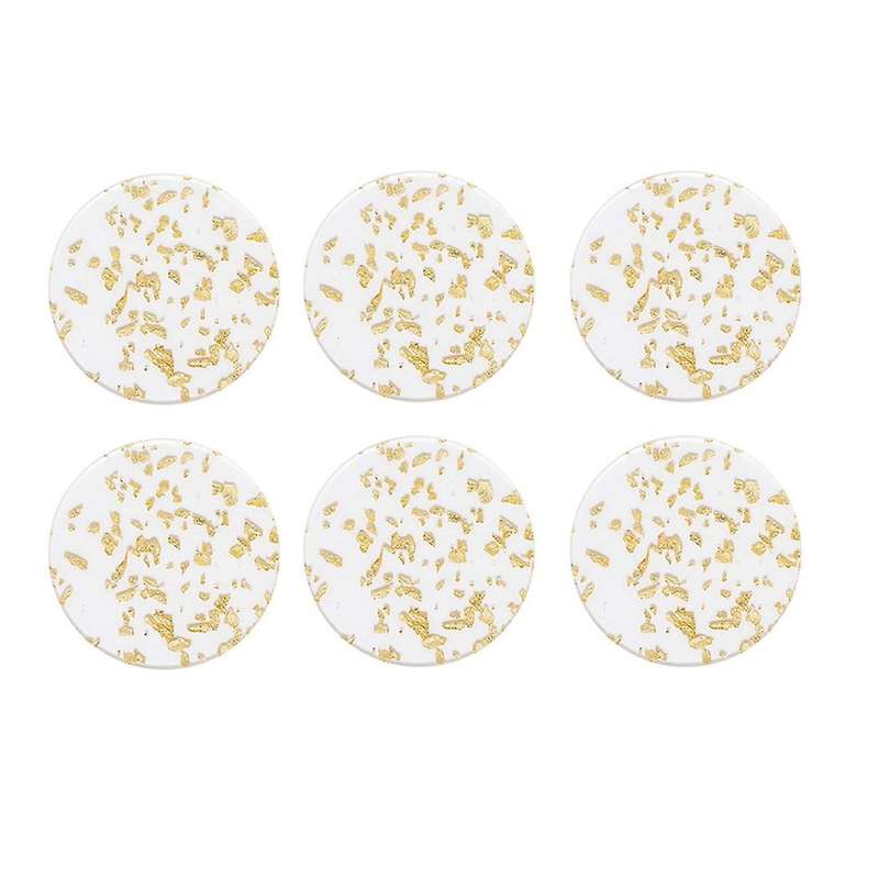 6pcs Acrylic Gold Foil Coaster Heat Insulation Cup Mat for Home A