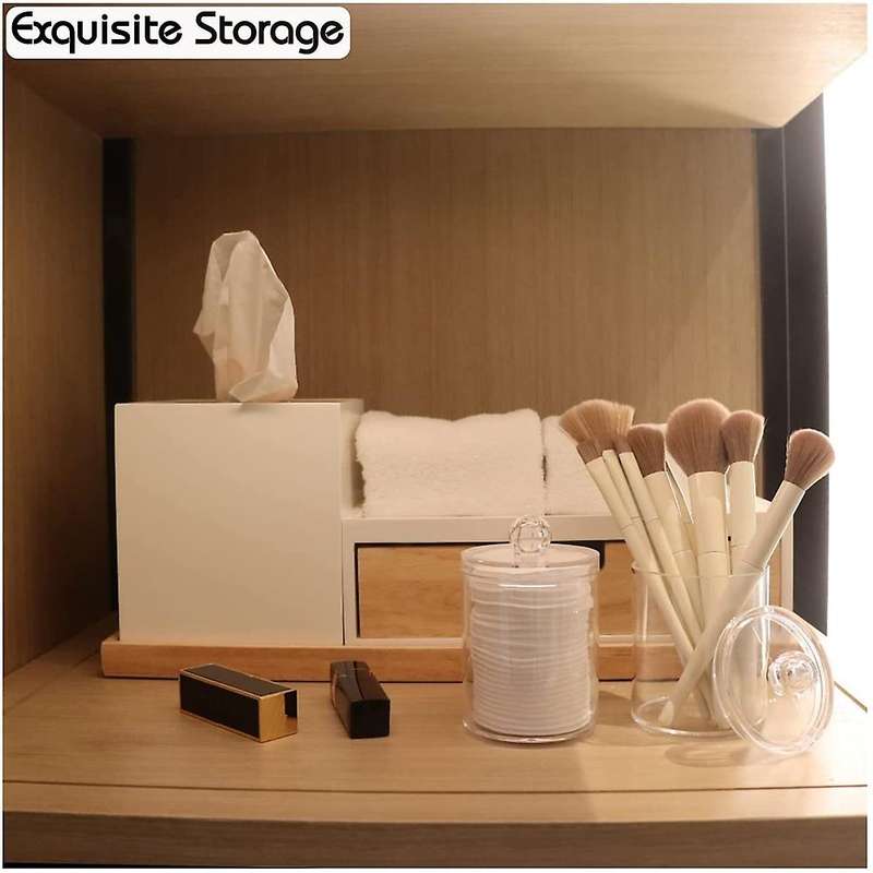 Holder Dispenser for Cotton Balls, Plastic Apothecary Jars 3pcs