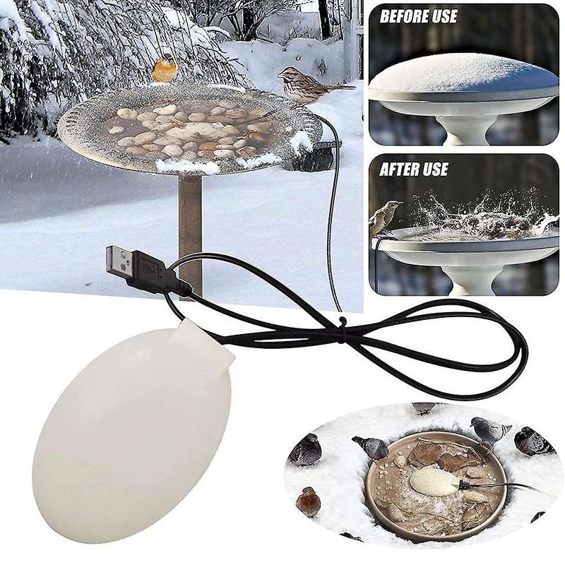 Protable Bird Bath De-icer Heater Outdoors Pond De-icer(white)