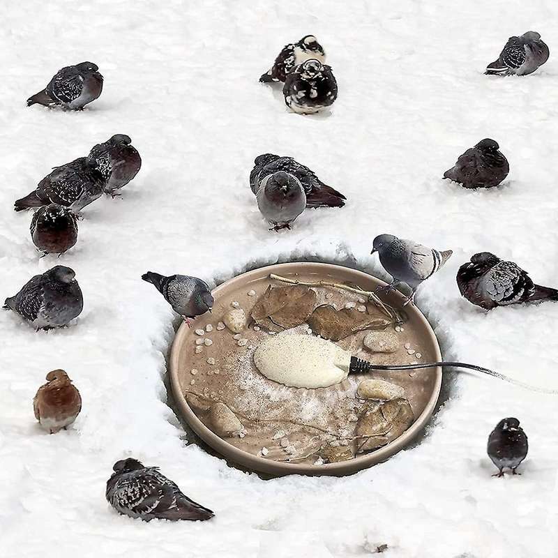 Protable Bird Bath De-icer Heater Outdoors Pond De-icer(white)