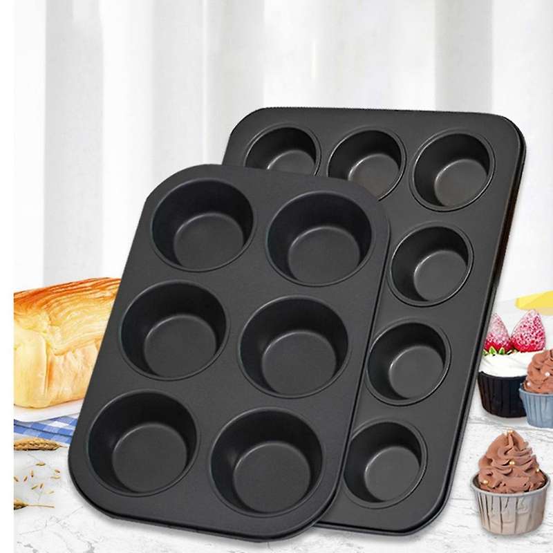 Non-stick Round Cupcake Mold Pan Muffin Tray Carbon Steel(m)