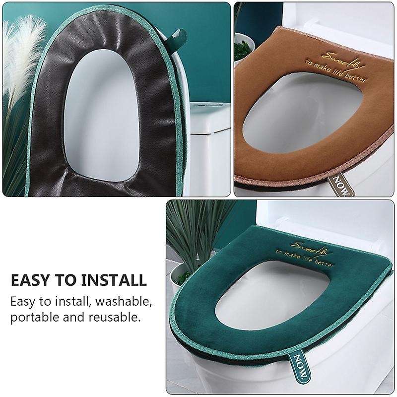 2pcs Toilet Seat Covers Warm Washable Winter Soft for Home Bathroom