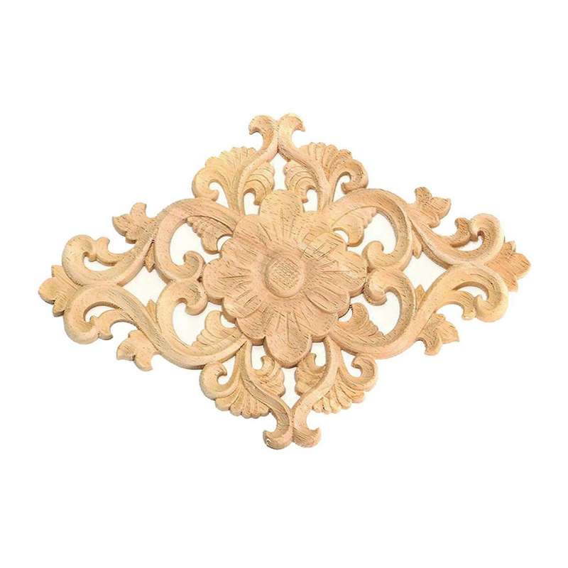 21x15cm Wood Carved Unpainted Onlay Applique 4pcs