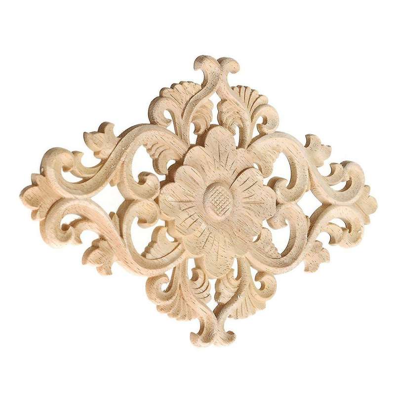 21x15cm Wood Carved Unpainted Onlay Applique 4pcs