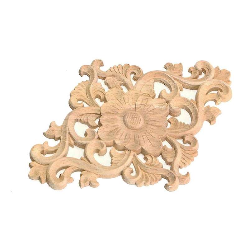 21x15cm Wood Carved Unpainted Onlay Applique 4pcs