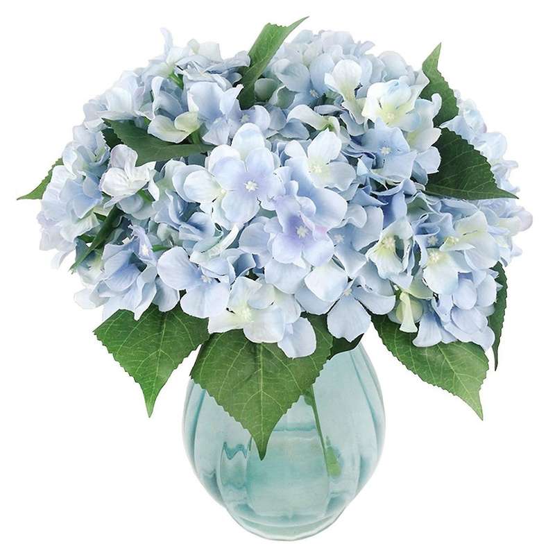 2x Artificial Flowers Silk 7 Big Head Hydrangea Bouquet Blue